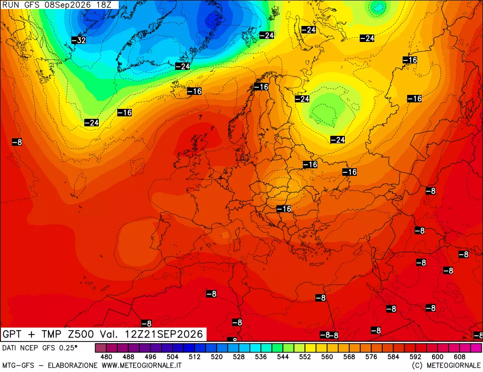 mappa 500 hPa GPT + Temp