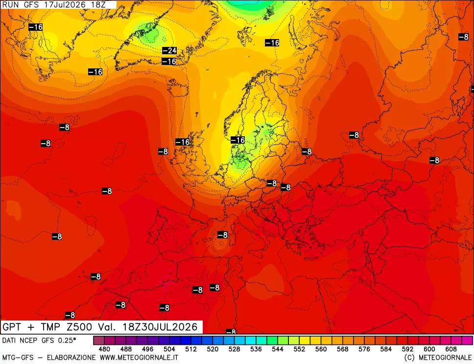 mappa 500 hPa GPT + Temp