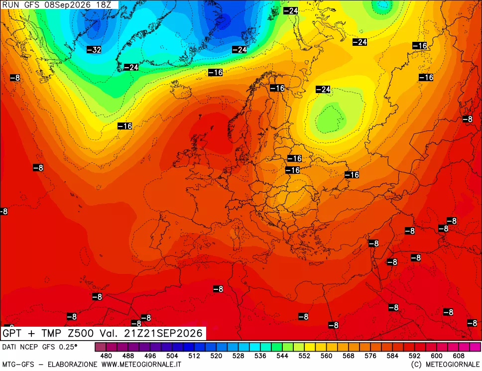 mappa 500 hPa GPT + Temp