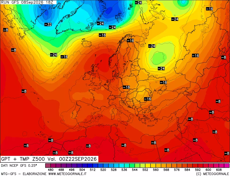 mappa 500 hPa GPT + Temp