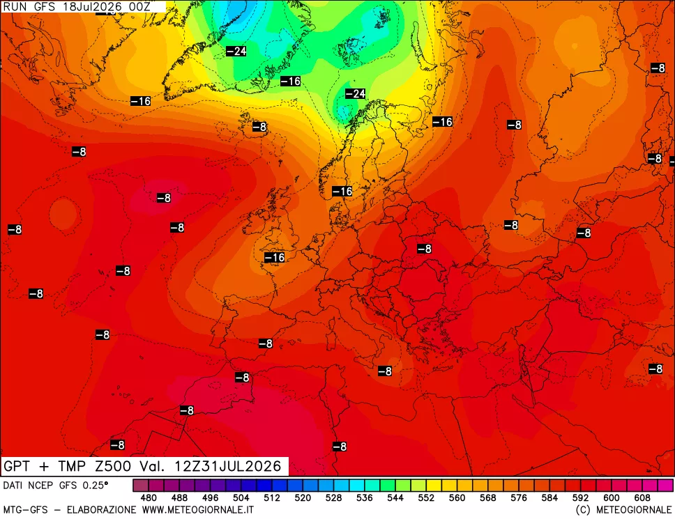 mappa 500 hPa GPT + Temp