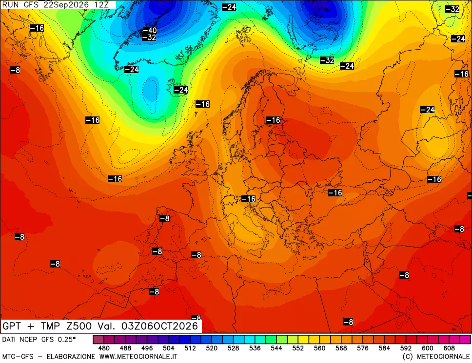 mappa 500 hPa GPT + Temp
