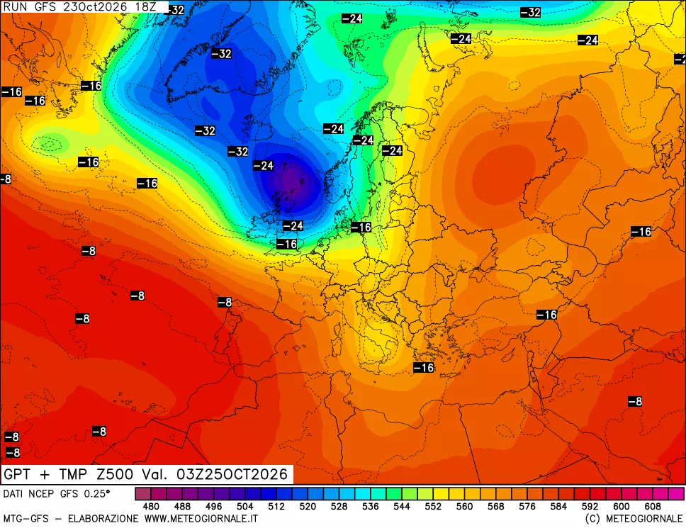 mappa 500 hPa GPT + Temp