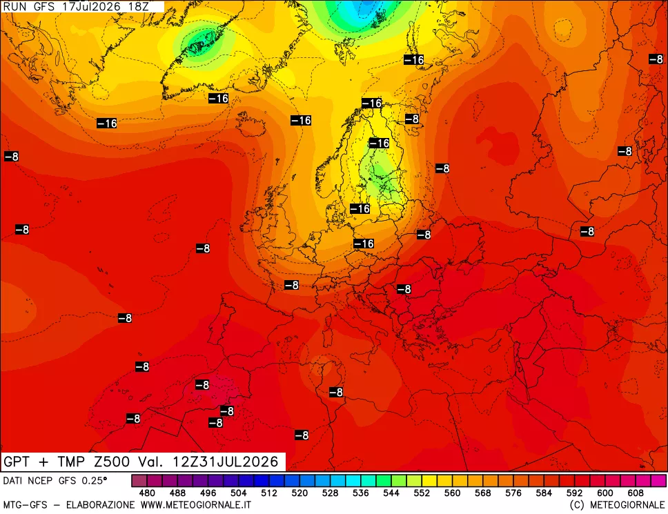 mappa 500 hPa GPT + Temp