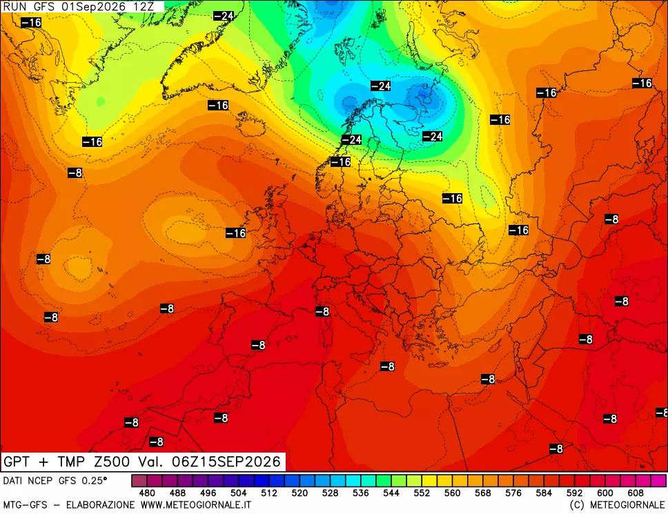 mappa 500 hPa GPT + Temp