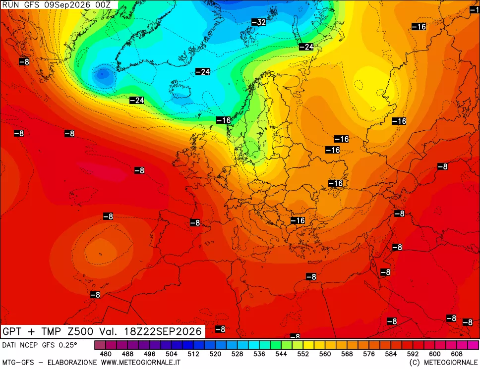 mappa 500 hPa GPT + Temp