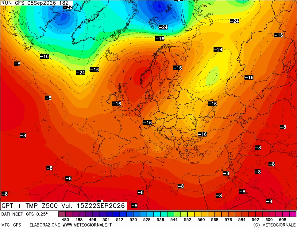 mappa 500 hPa GPT + Temp