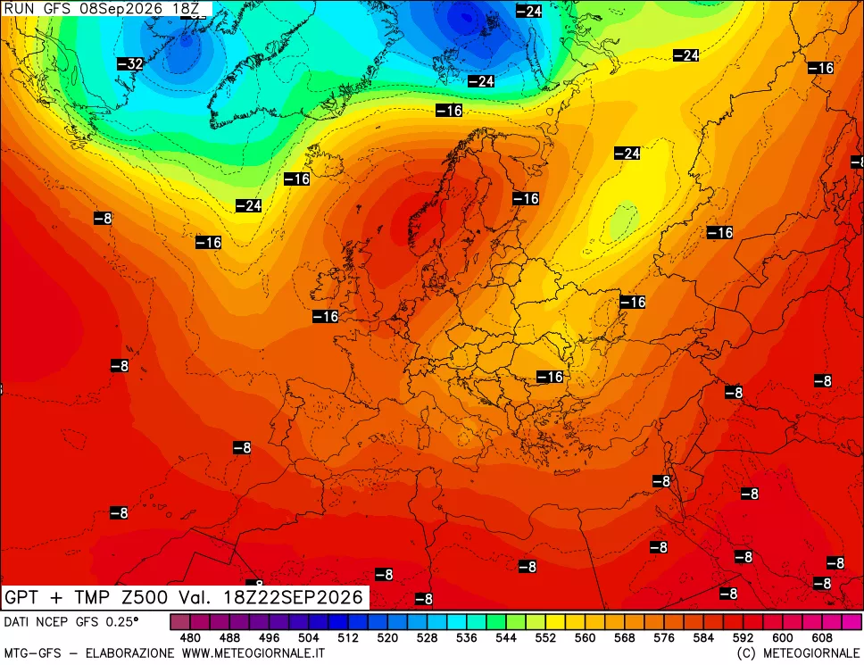 mappa 500 hPa GPT + Temp