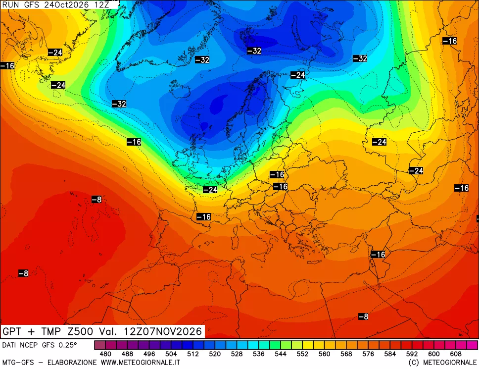 mappa 500 hPa GPT + Temp