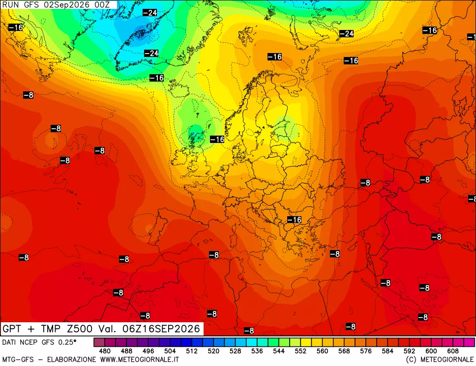 mappa 500 hPa GPT + Temp