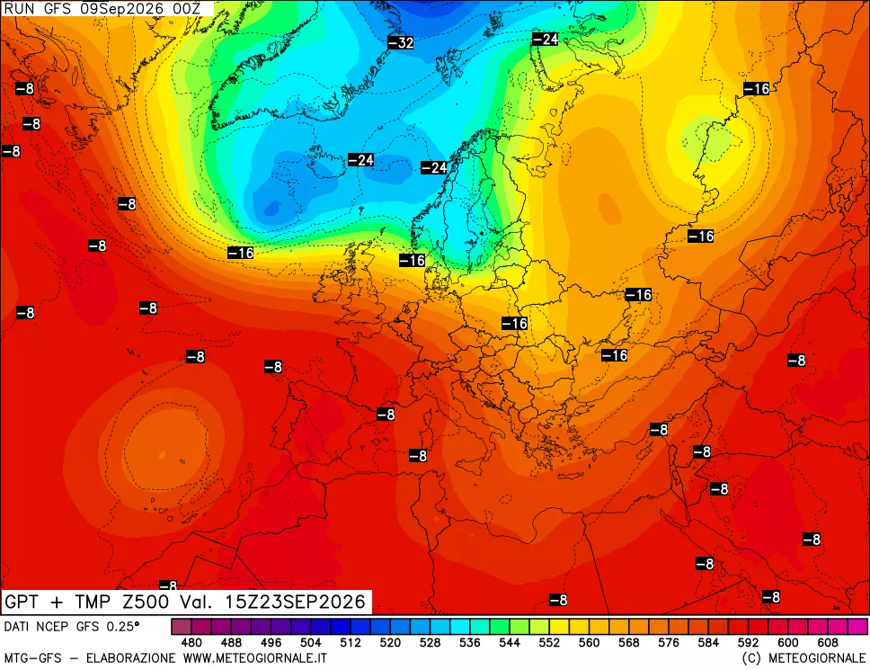 mappa 500 hPa GPT + Temp