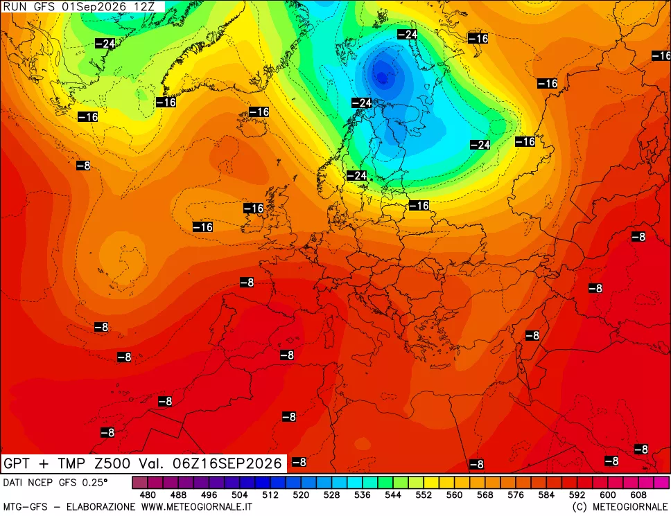 mappa 500 hPa GPT + Temp