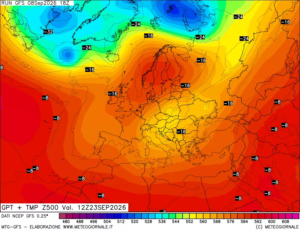 mappa 500 hPa GPT + Temp