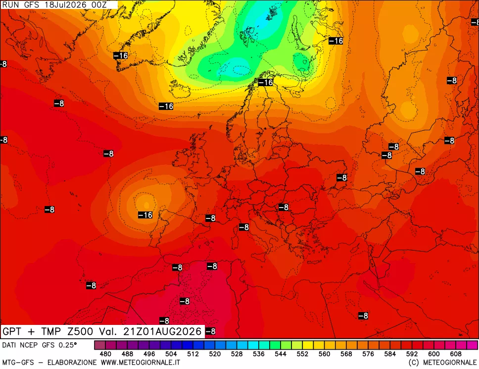 mappa 500 hPa GPT + Temp