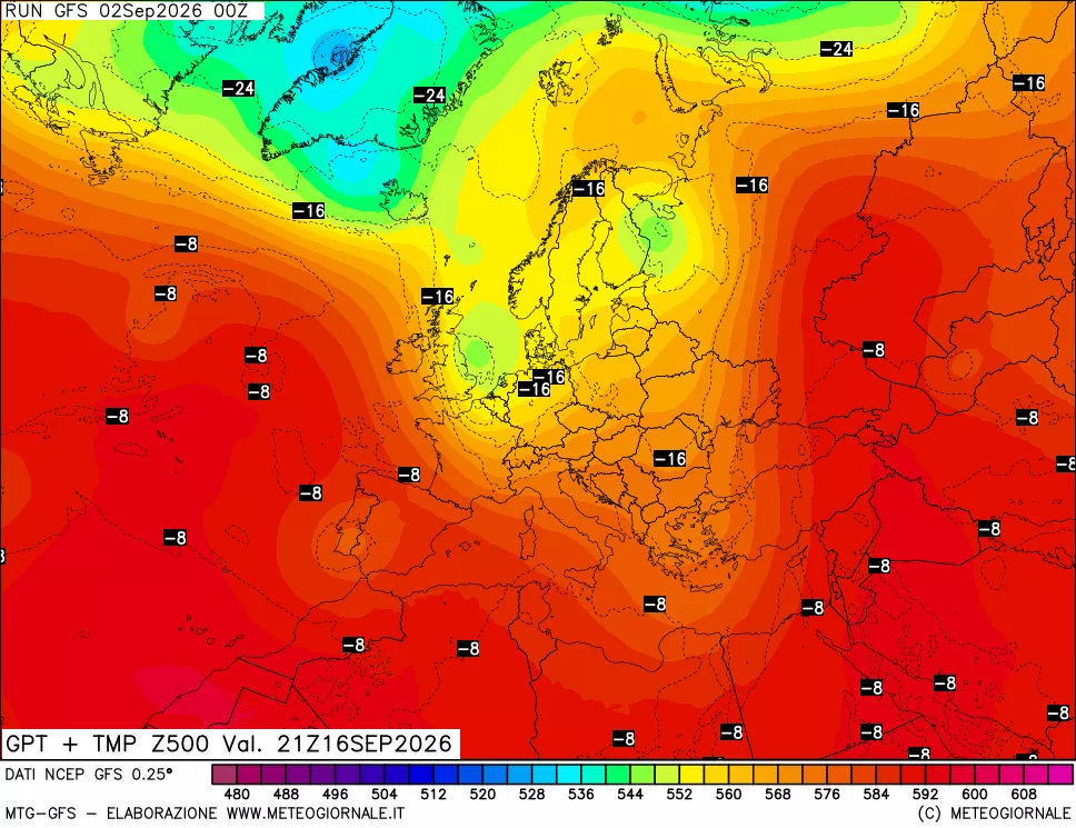 mappa 500 hPa GPT + Temp
