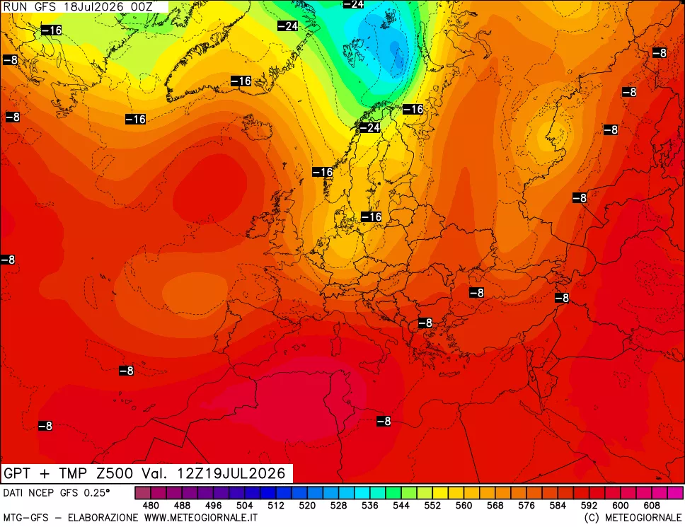 mappa 500 hPa GPT + Temp