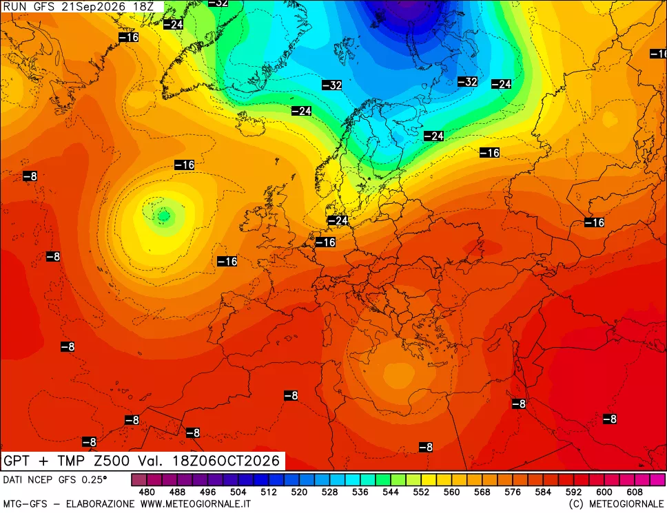 mappa 500 hPa GPT + Temp