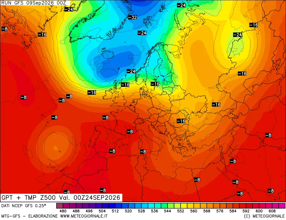 mappa 500 hPa GPT + Temp