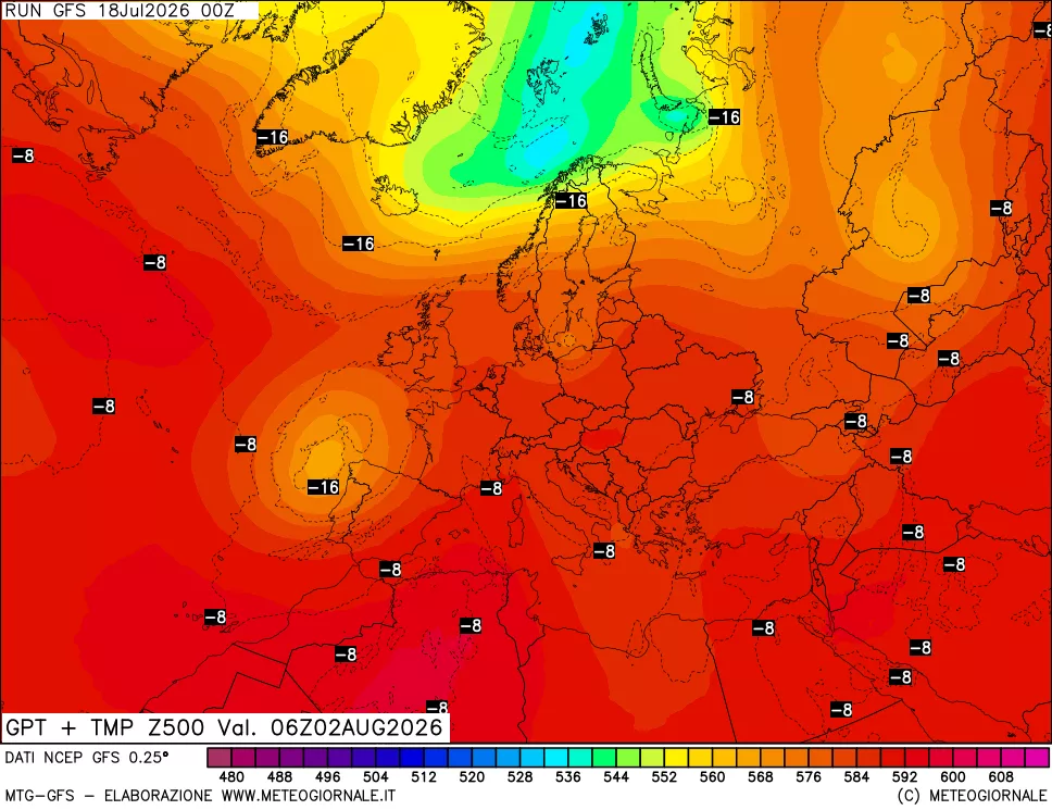 mappa 500 hPa GPT + Temp