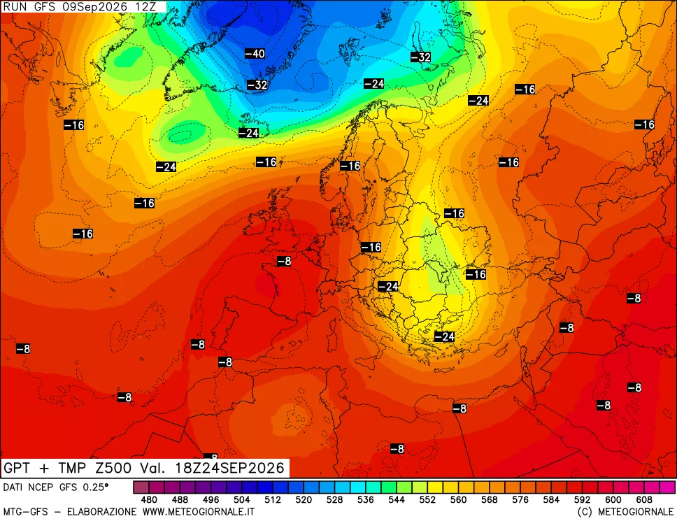 mappa 500 hPa GPT + Temp