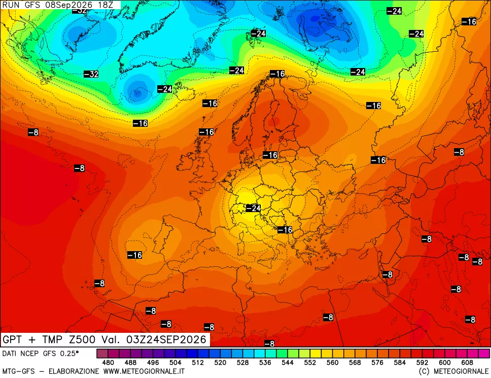 mappa 500 hPa GPT + Temp