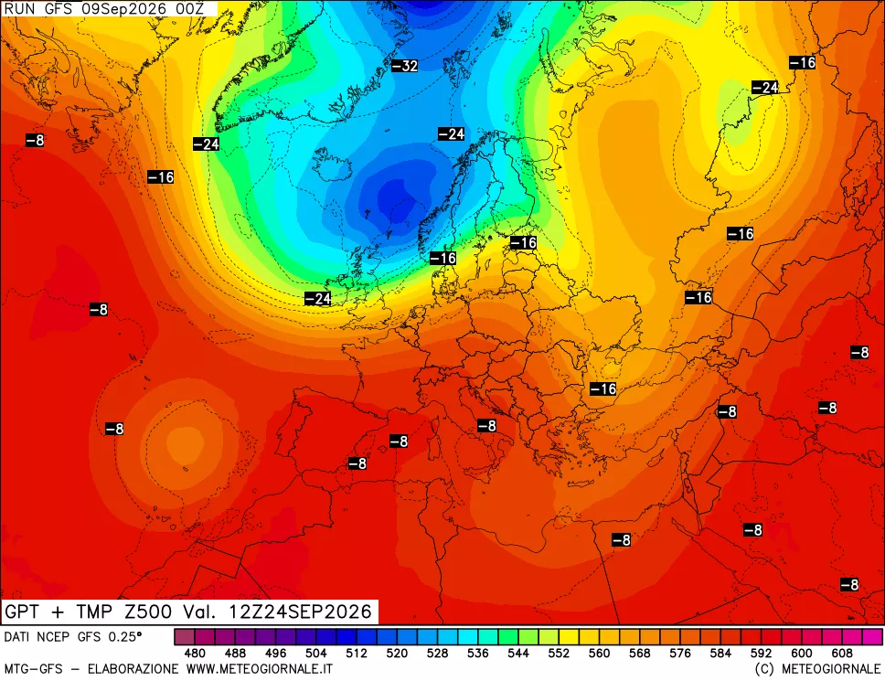 mappa 500 hPa GPT + Temp
