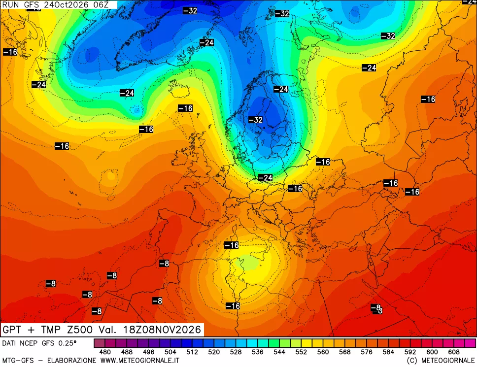 mappa 500 hPa GPT + Temp