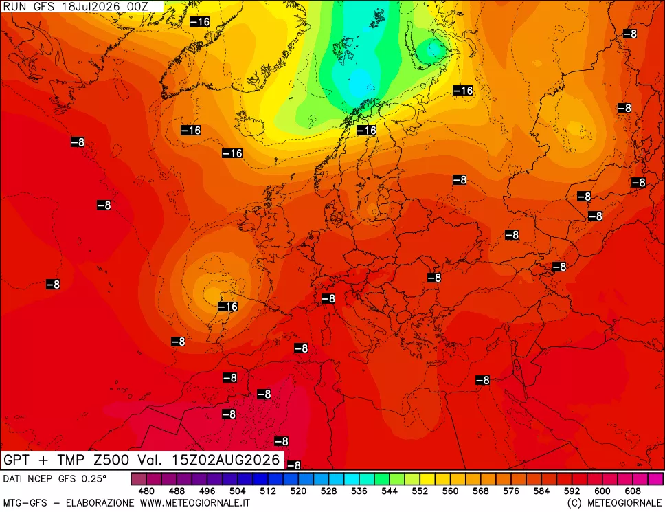mappa 500 hPa GPT + Temp
