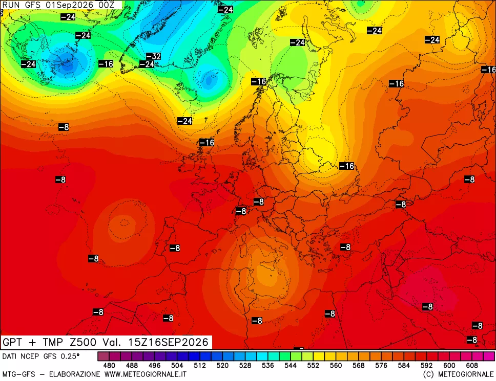 mappa 500 hPa GPT + Temp