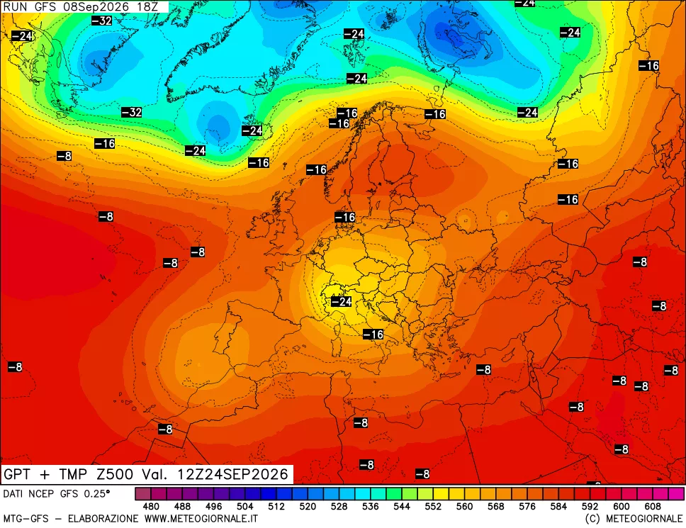 mappa 500 hPa GPT + Temp
