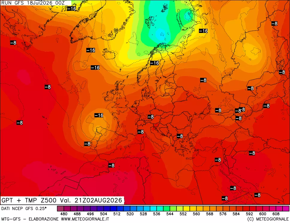 mappa 500 hPa GPT + Temp