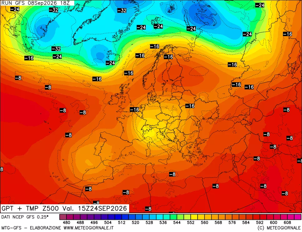 mappa 500 hPa GPT + Temp