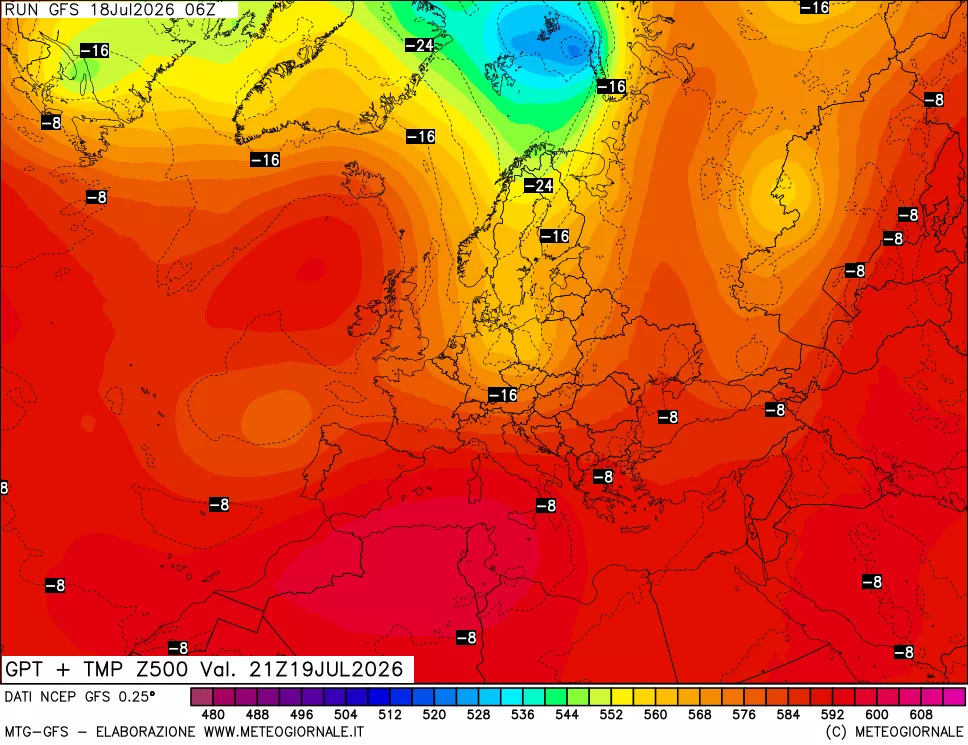 mappa 500 hPa GPT + Temp