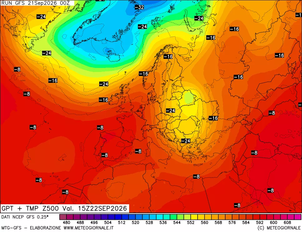 mappa 500 hPa GPT + Temp