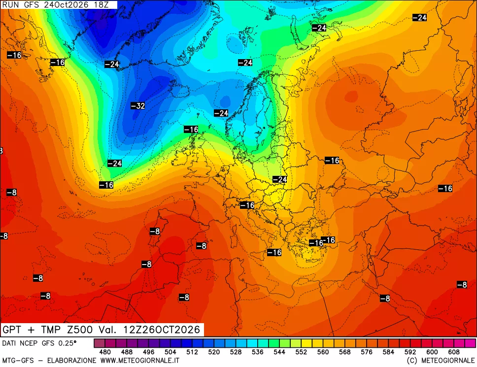 mappa 500 hPa GPT + Temp