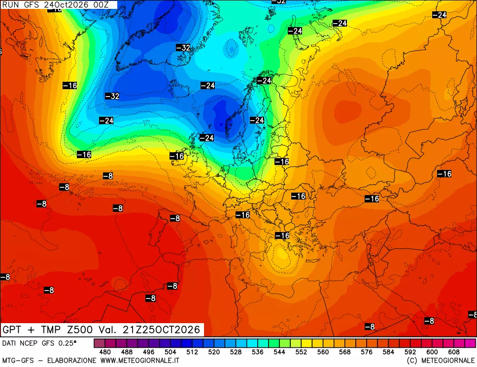 mappa 500 hPa GPT + Temp