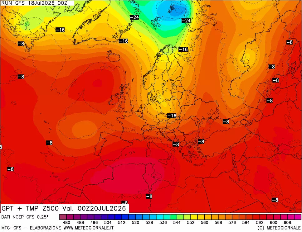 mappa 500 hPa GPT + Temp