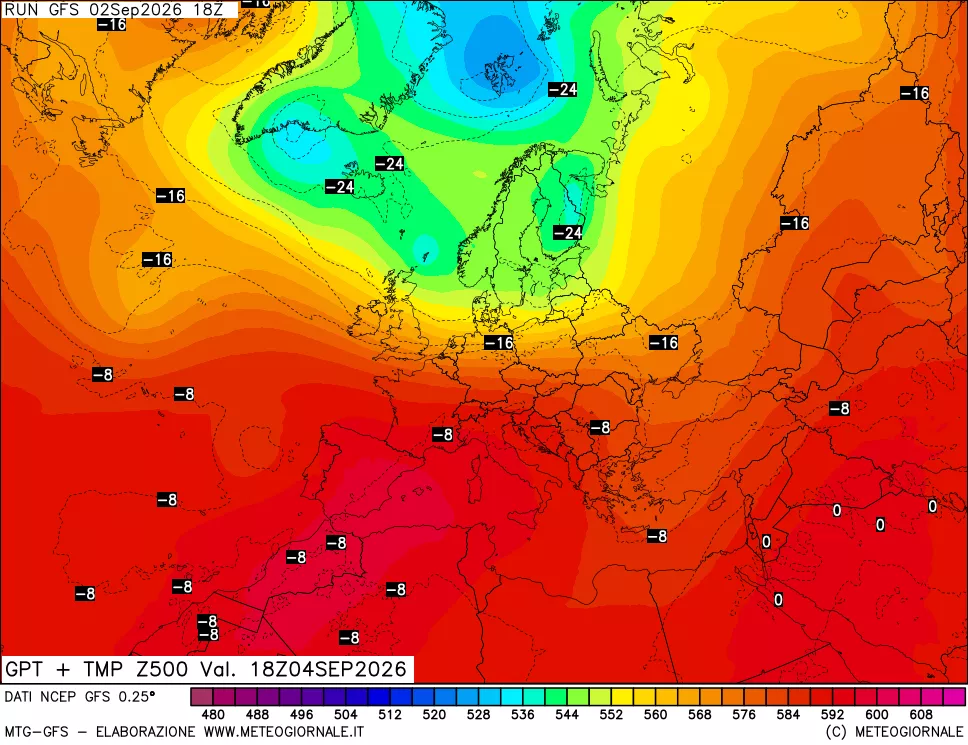 mappa 500 hPa GPT + Temp