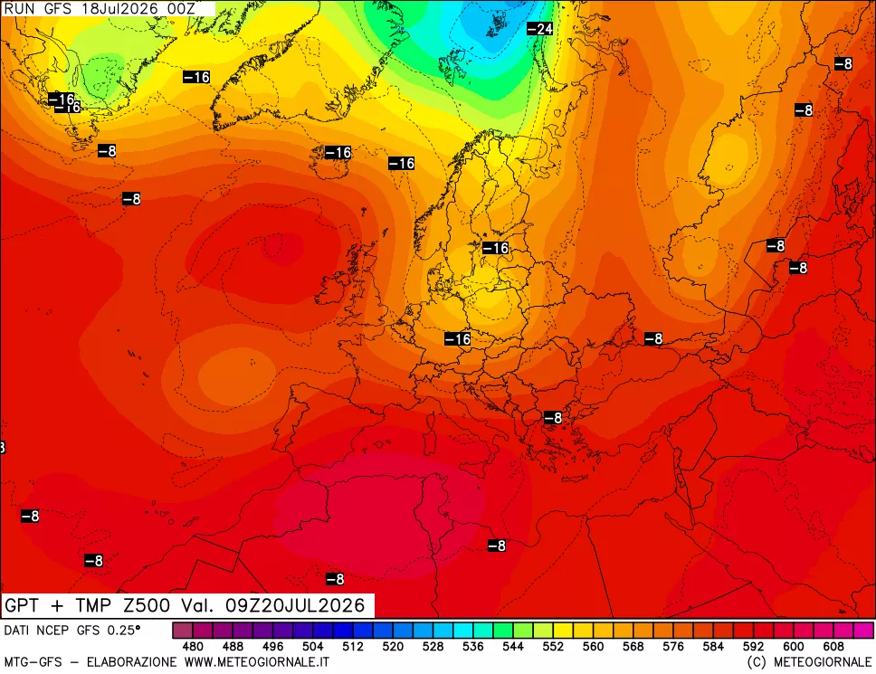 mappa 500 hPa GPT + Temp