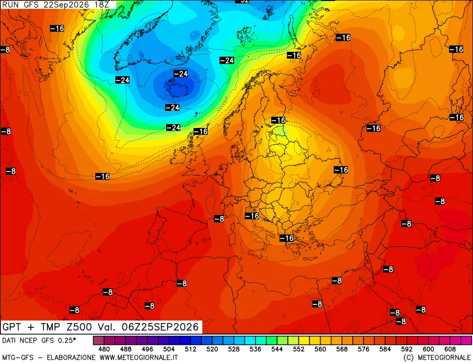 mappa 500 hPa GPT + Temp