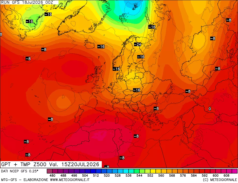 mappa 500 hPa GPT + Temp