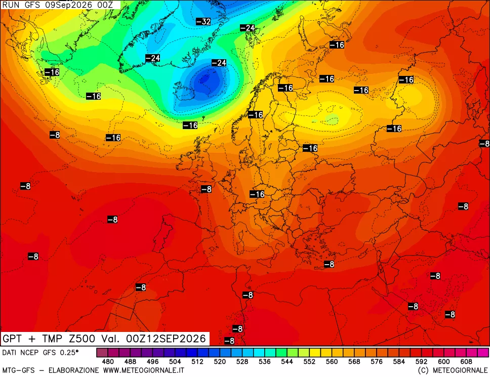 mappa 500 hPa GPT + Temp