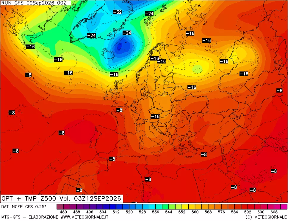 mappa 500 hPa GPT + Temp