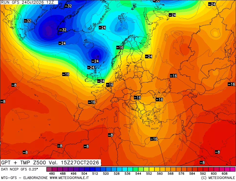 mappa 500 hPa GPT + Temp