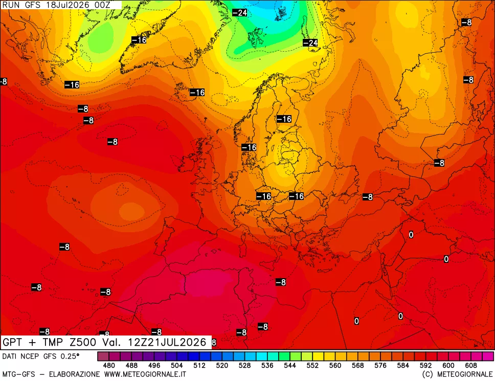 mappa 500 hPa GPT + Temp