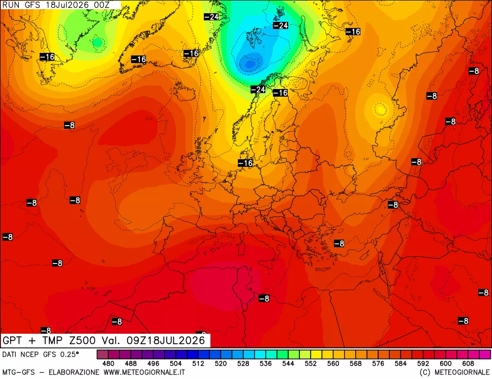 mappa 500 hPa GPT + Temp