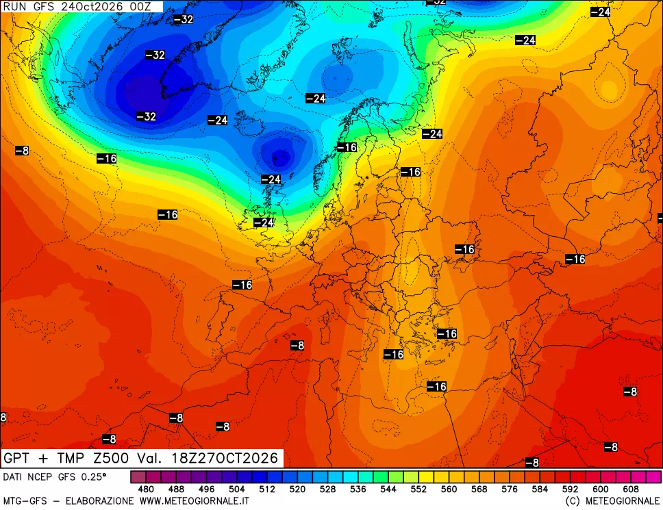 mappa 500 hPa GPT + Temp