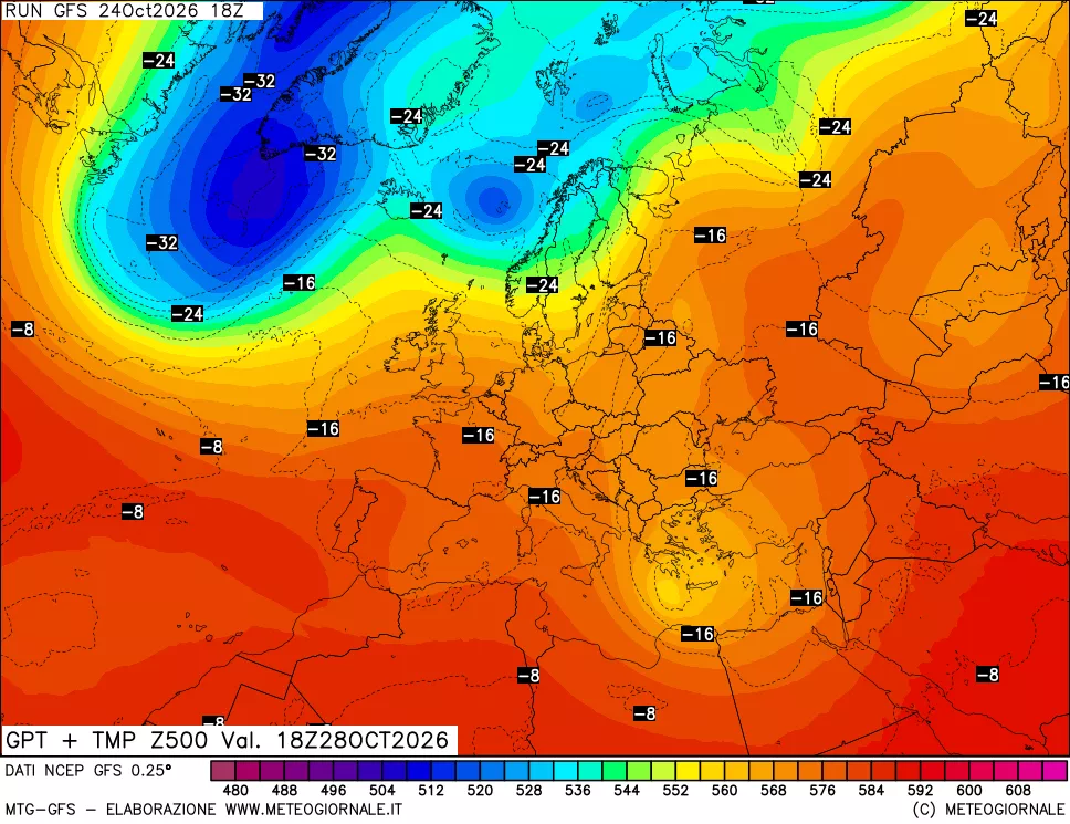 mappa 500 hPa GPT + Temp