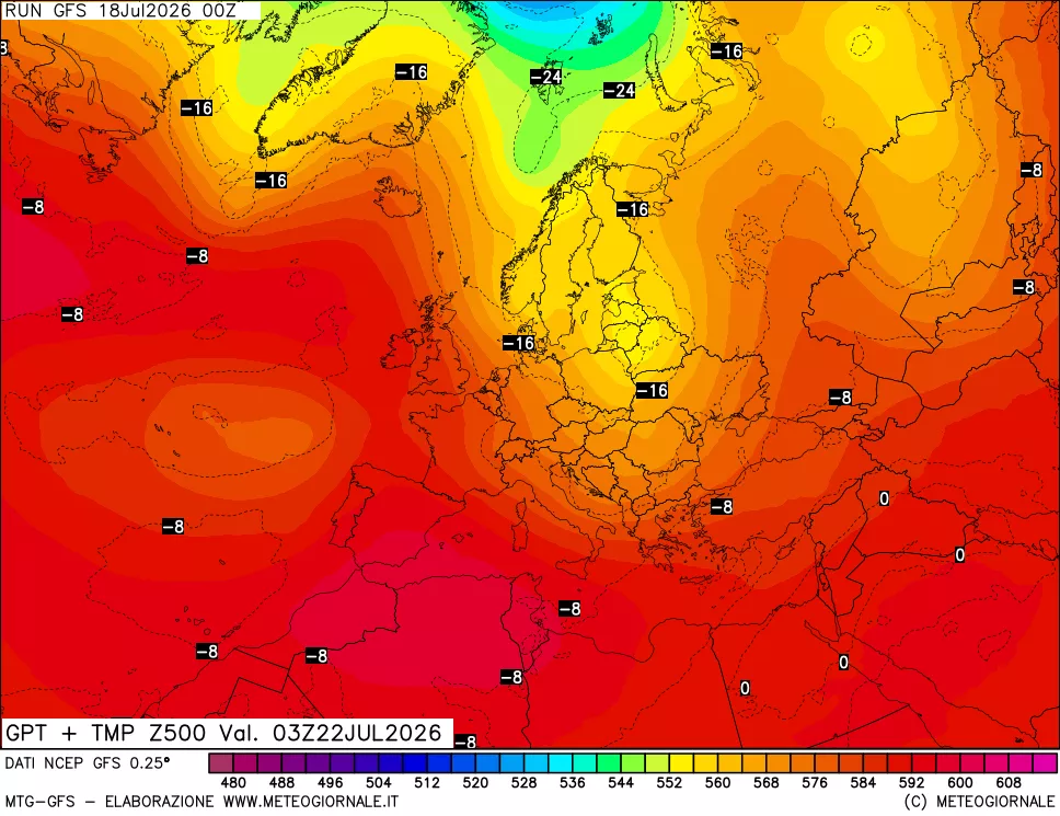 mappa 500 hPa GPT + Temp