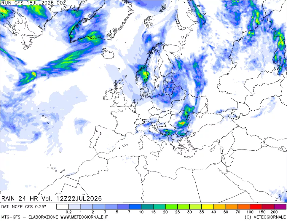 mappa Precipitazioni 24 ore precedenti